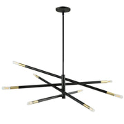 Dainolite 8 Light Incandescent Pendant, Matte Black and Aged Brass