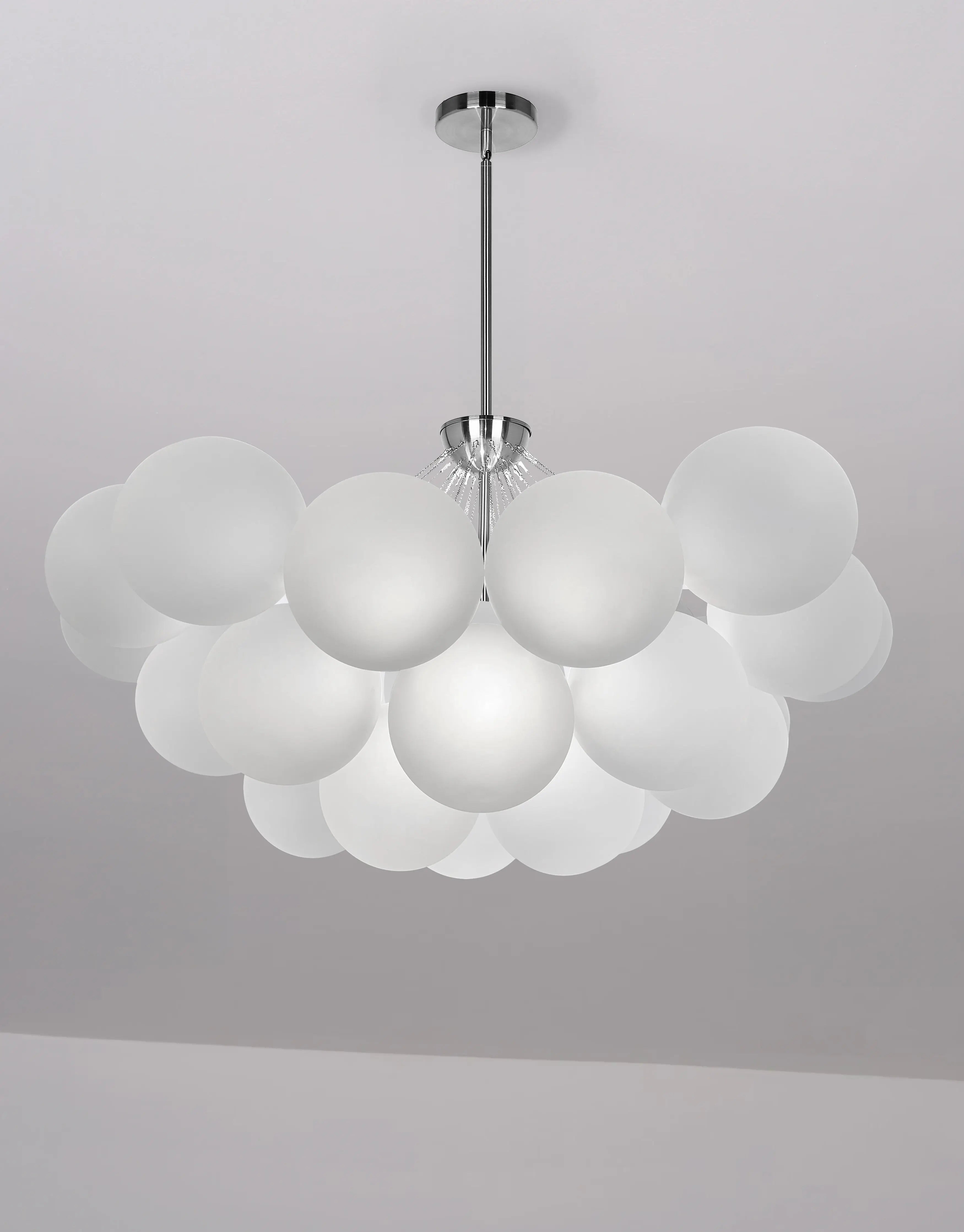 Dainolite 8 Light Polished Chrome Halogen Chandelier w/ Frosted Glass