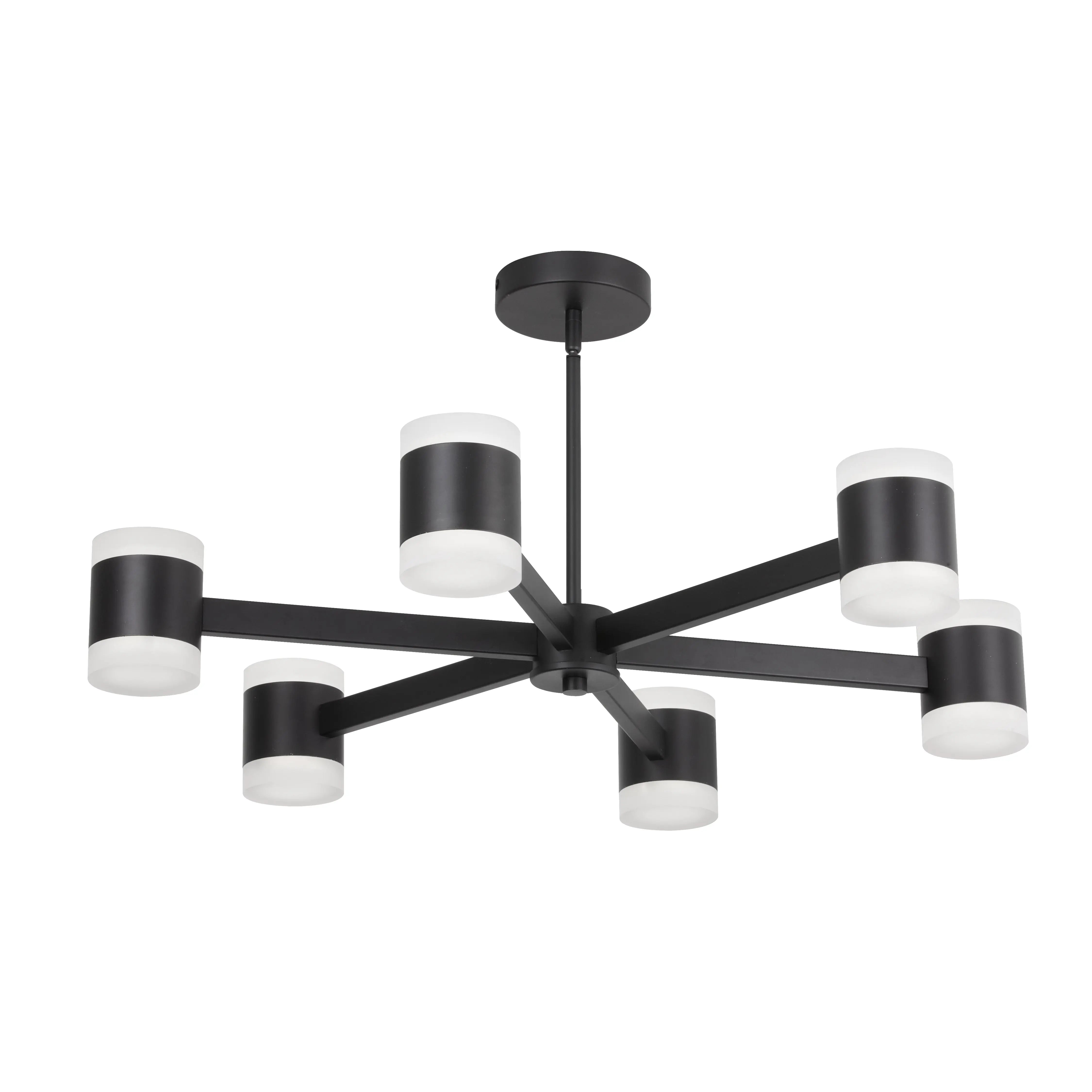 Dainolite 84W Chandelier, Matte Black w/ Frosted Acrylic Diffuser