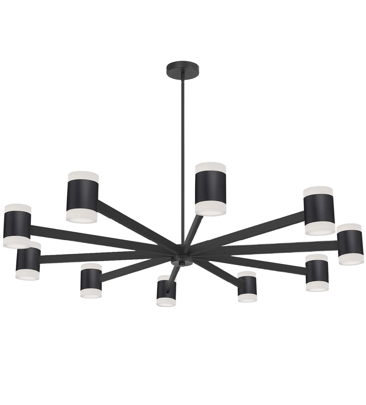 Dainolite 84W Chandelier, Matte Black w/ Frosted Acrylic Diffuser