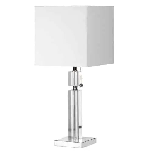 Dainolite Crystal Table Lamp, Polished Chrome, Square White Linen Shade