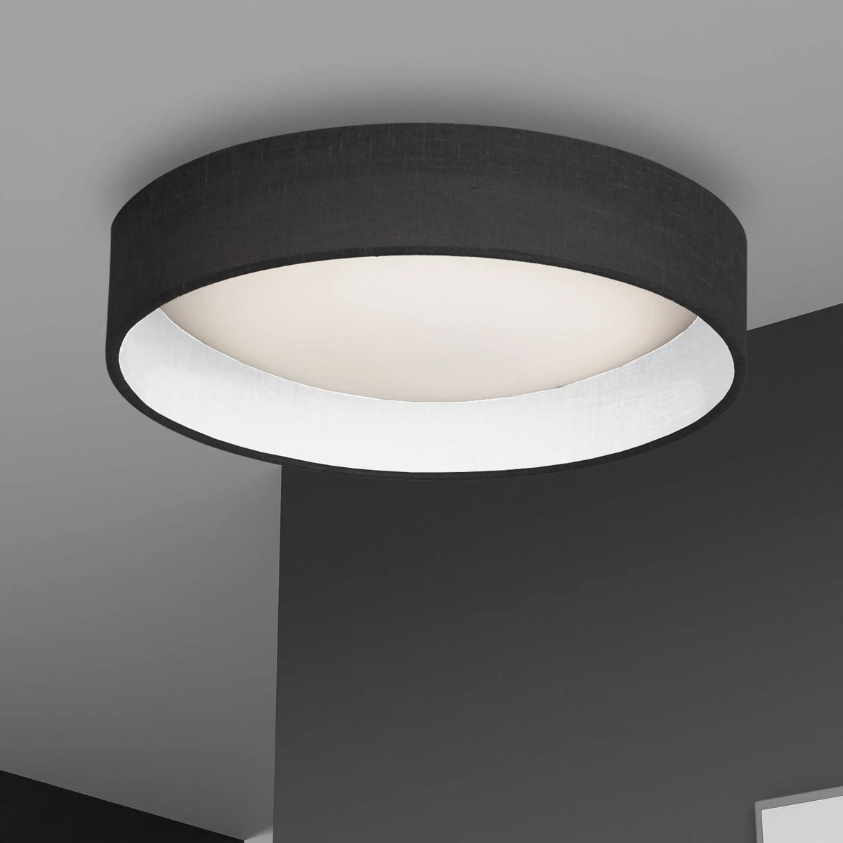 Dainolite LED Flush Mount, Satin Chrome Finish, Black Shade CFLD-1522-797
