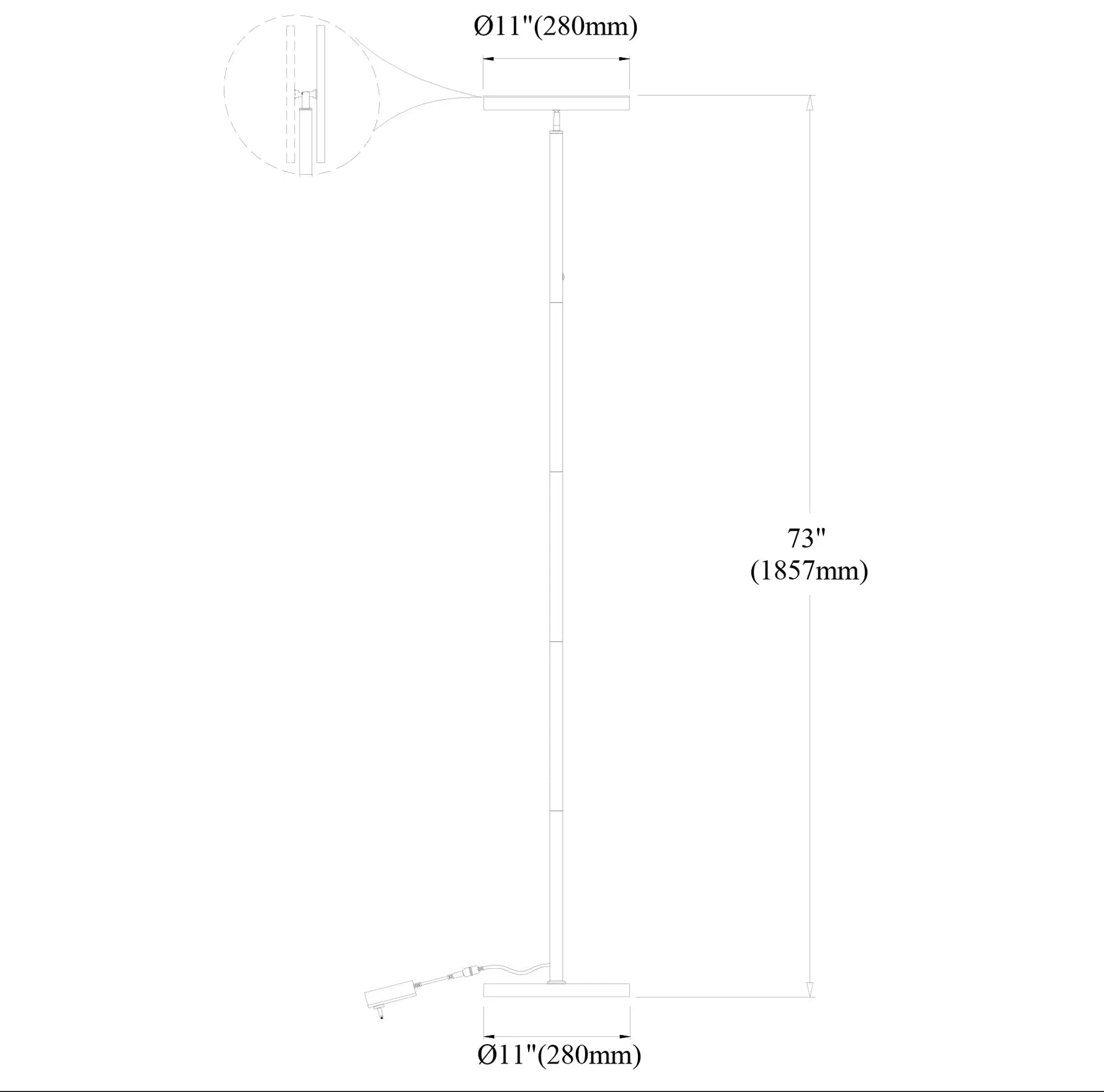 Dainolite LED Torchier, Satin Nickel Finish