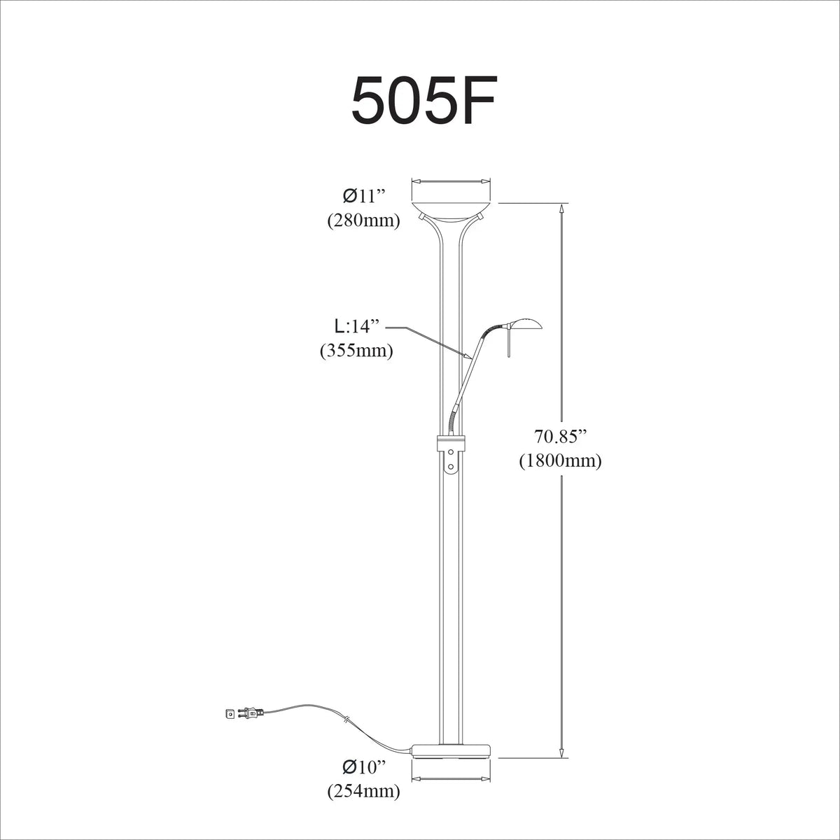 Dainolite Mother/Son Floor Lamp, Satin Chrome