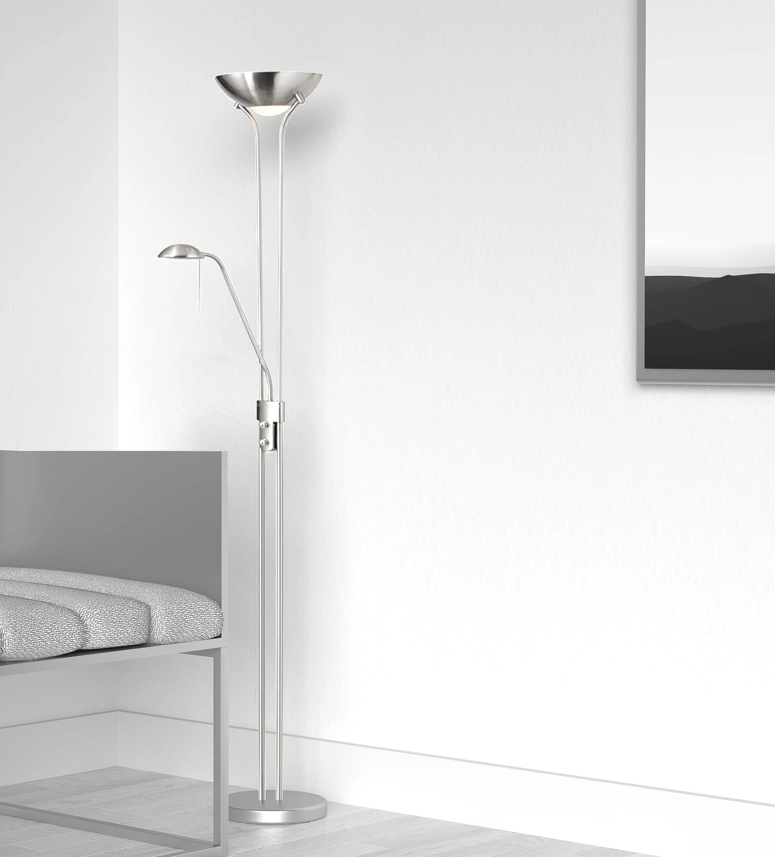 Dainolite Mother/Son Floor Lamp, Satin Chrome