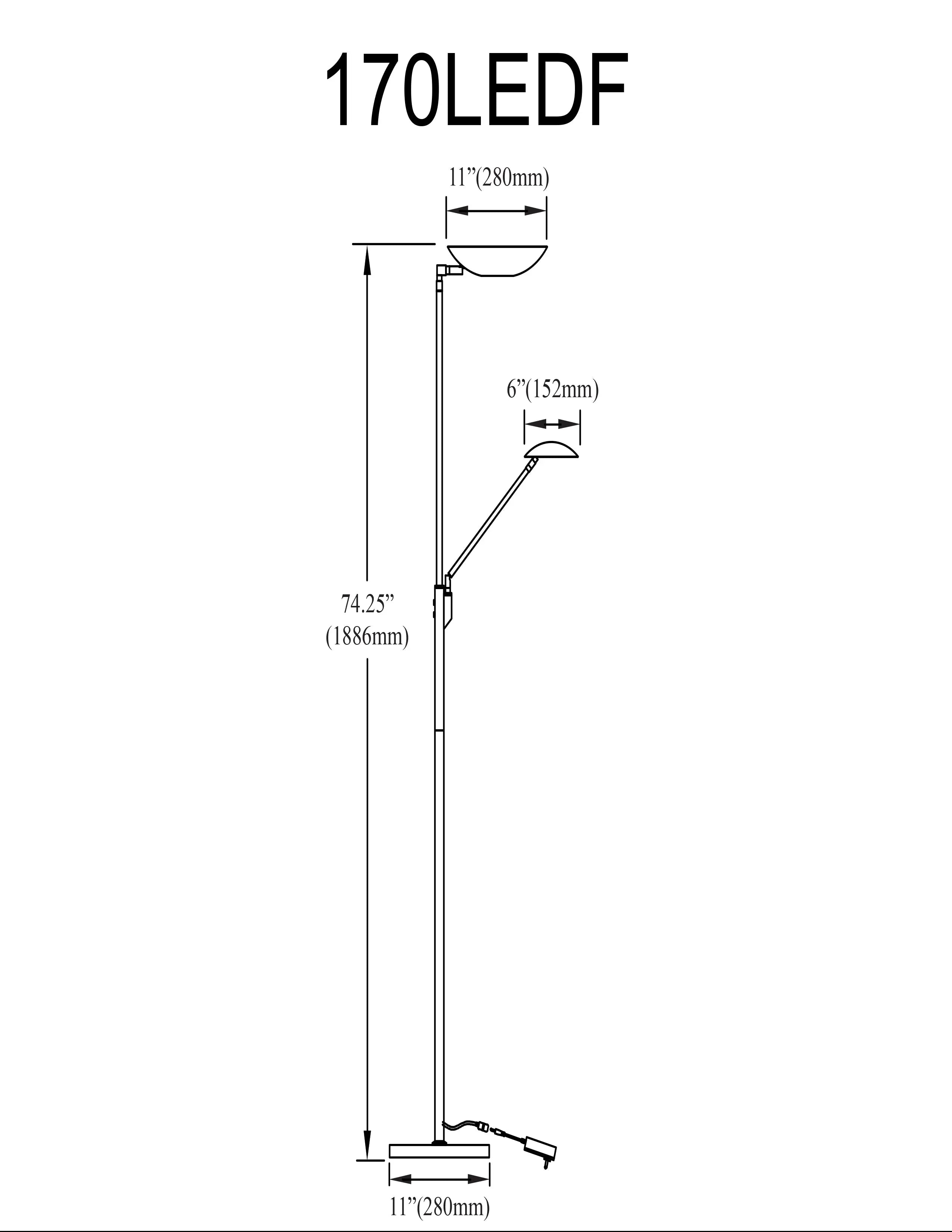 Dainolite Mother & Son LED Floor Lamp, Satin Chrome Finish