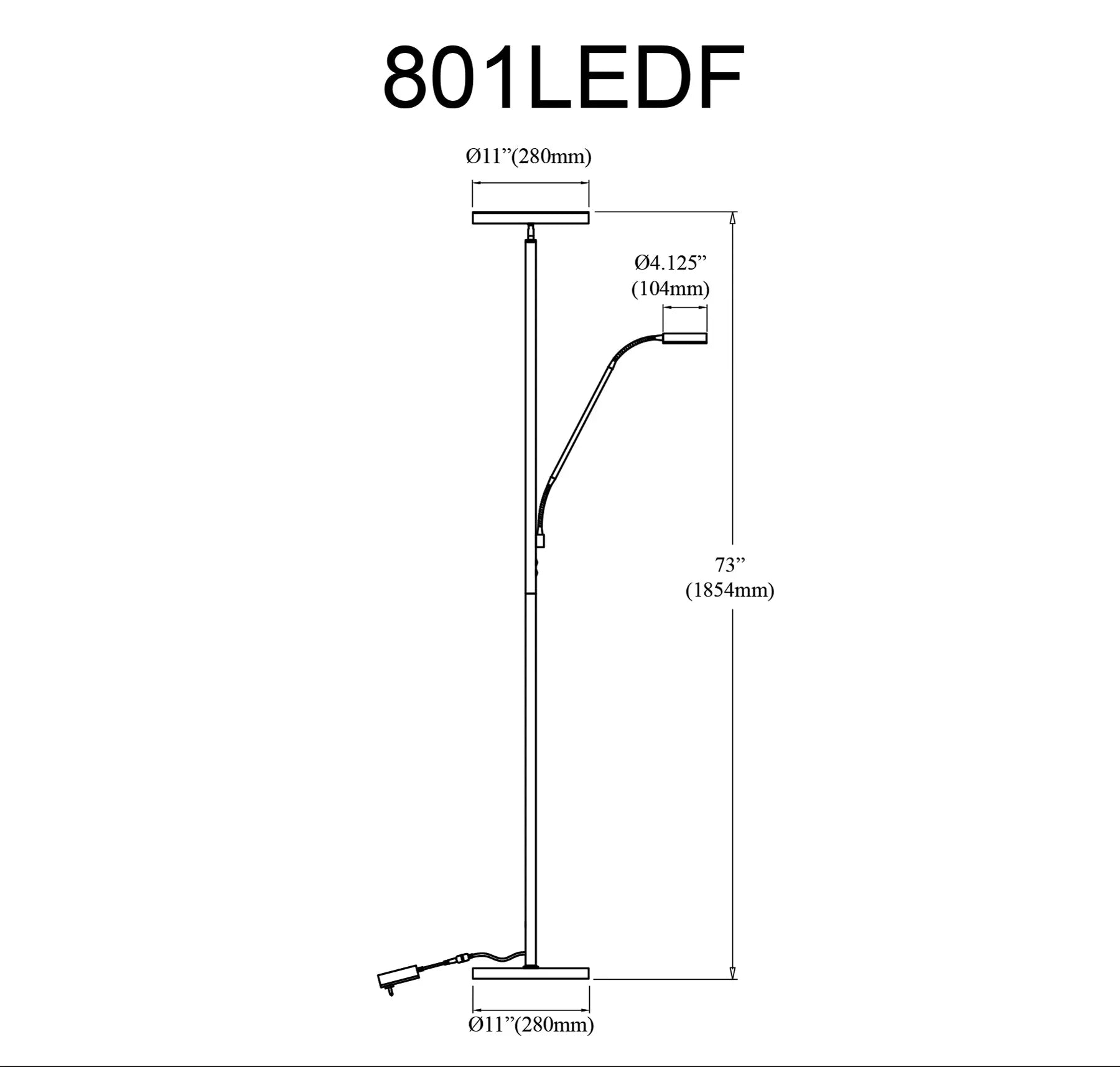 Dainolite Mother and Son LED Floor Lamp, Sandy Black Finish