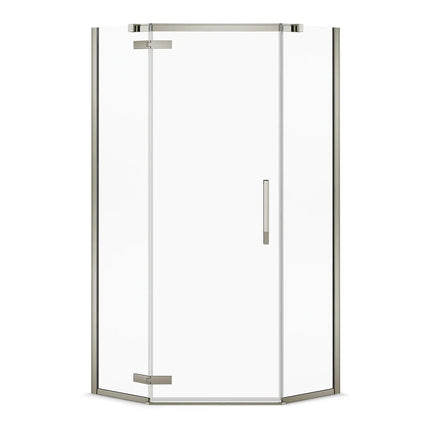 Davana Neo-angle 38 x 38 x 75 in. 8mm Pivot Shower Door for Corner Installation with Clear glass in Brushed Nickel - Plumbing Market