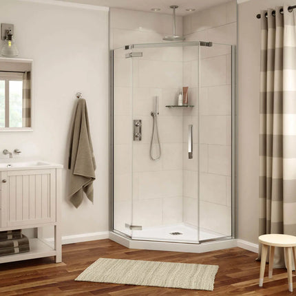 Davana Neo-angle 38 x 38 x 75 in. 8mm Pivot Shower Door for Corner Installation with Clear glass in Chrome - Plumbing Market