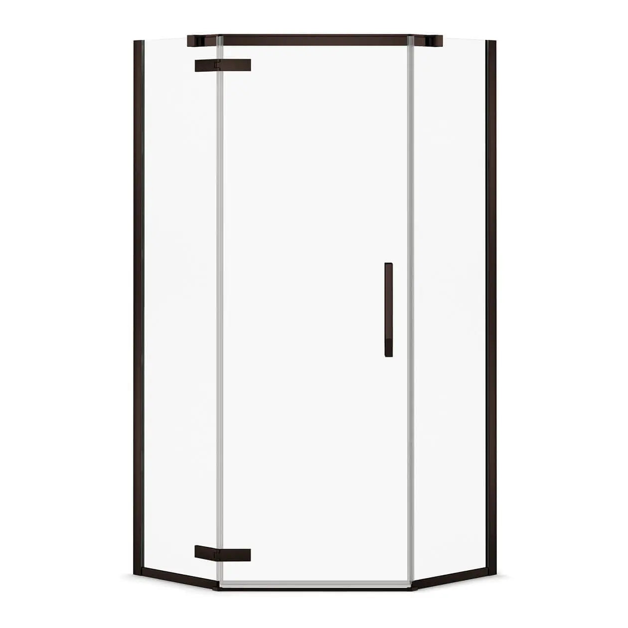 Davana Neo-angle 38 x 38 x 75 in. 8mm Pivot Shower Door for Corner Installation with Clear glass in Dark Bronze - Plumbing Market