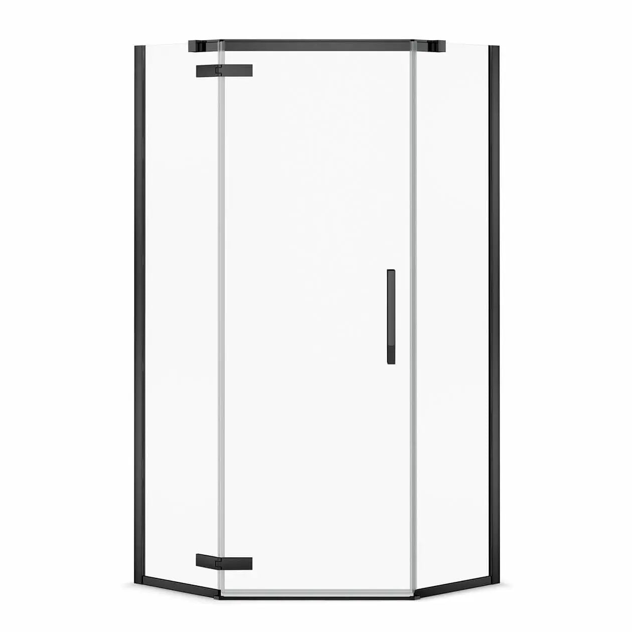 Davana Neo-angle 38 x 38 x 75 in. 8mm Pivot Shower Door for Corner Installation with Clear glass in Matte Black - Plumbing Market
