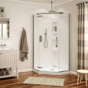 Davana Neo-angle 40 x 40 x 75 in. 8mm Pivot Shower Door for Corner Installation with Clear glass in Brushed Nickel - Plumbing Market