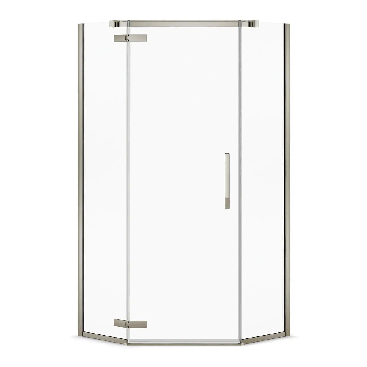 Davana Neo-angle 40 x 40 x 75 in. 8mm Pivot Shower Door for Corner Installation with Clear glass in Brushed Nickel - Plumbing Market