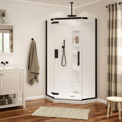 Davana Neo-angle 40 x 40 x 75 in. 8mm Pivot Shower Door for Corner Installation with Clear glass in Dark Bronze - Plumbing Market