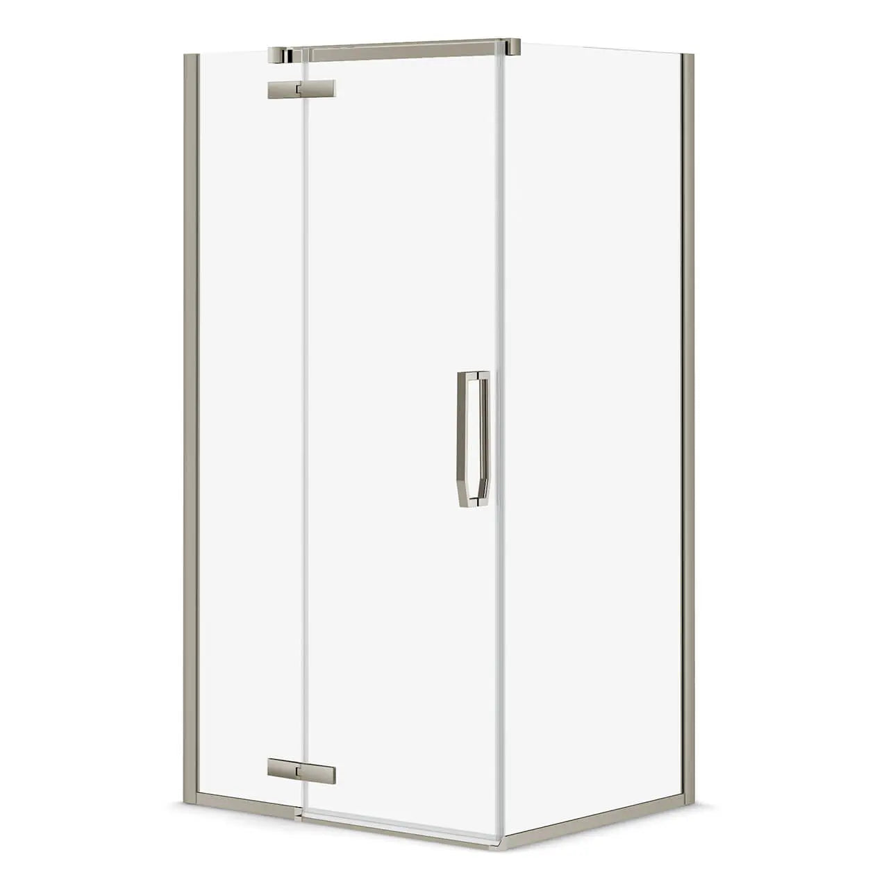 Davana Rectangular 42 x 34 x 75 in. 8mm Pivot Shower Door for Corner Installation with Clear glass in Brushed Nickel - Plumbing Market
