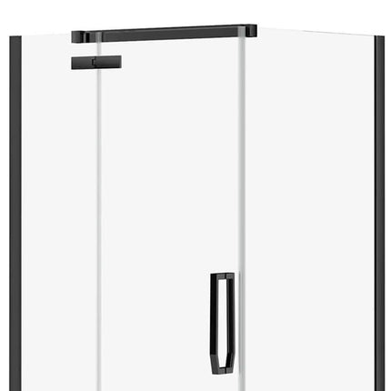 Davana Rectangular 42 x 34 x 75 in. 8mm Pivot Shower Door for Corner Installation with Clear glass in Matte Black - Plumbing Market