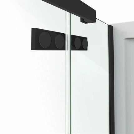 Davana Rectangular 42 x 34 x 75 in. 8mm Pivot Shower Door for Corner Installation with Clear glass in Matte Black - Plumbing Market