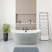 Delsia 6032 AcrylX Freestanding Center Drain Bathtub in White with Sterling Silver Skirt - Plumbing Market