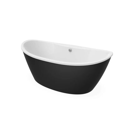 Delsia 6636 AcrylX Freestanding Center Drain Bathtub in White with Black Skirt - Plumbing Market