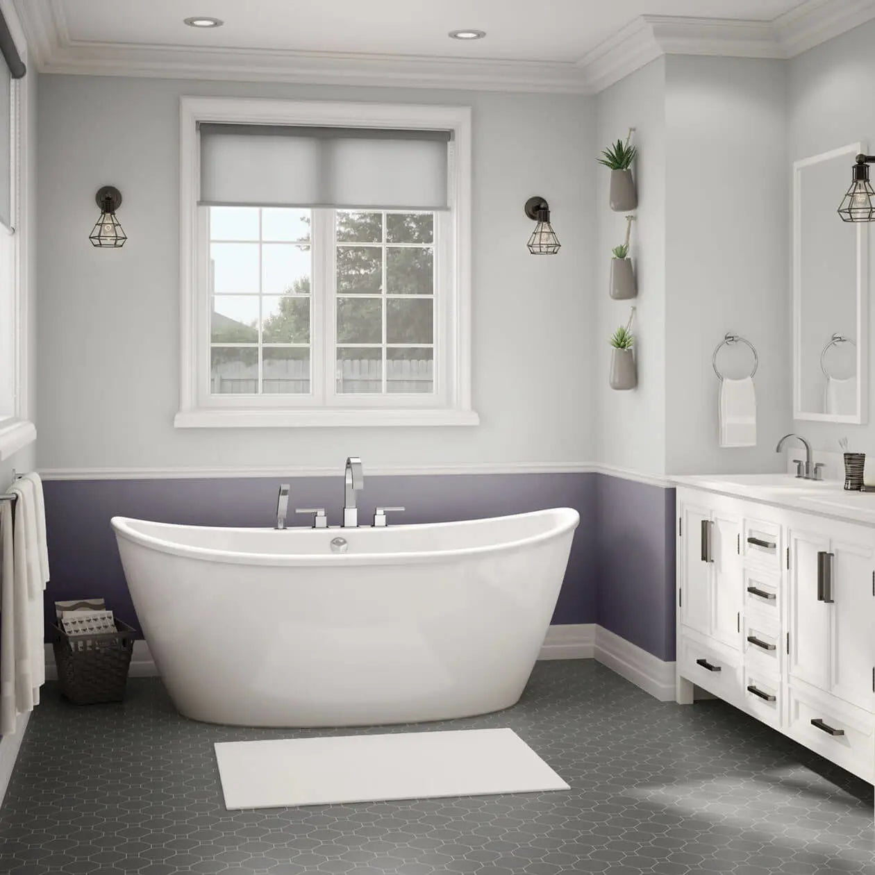 Delsia 6636 AcrylX Freestanding Center Drain Bathtub in White with White Skirt - Plumbing Market