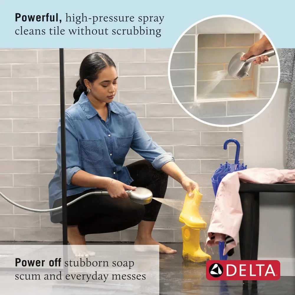 Delta 7-Setting Slide Bar Hand Shower with Cleaning Spray Champagne Bronze