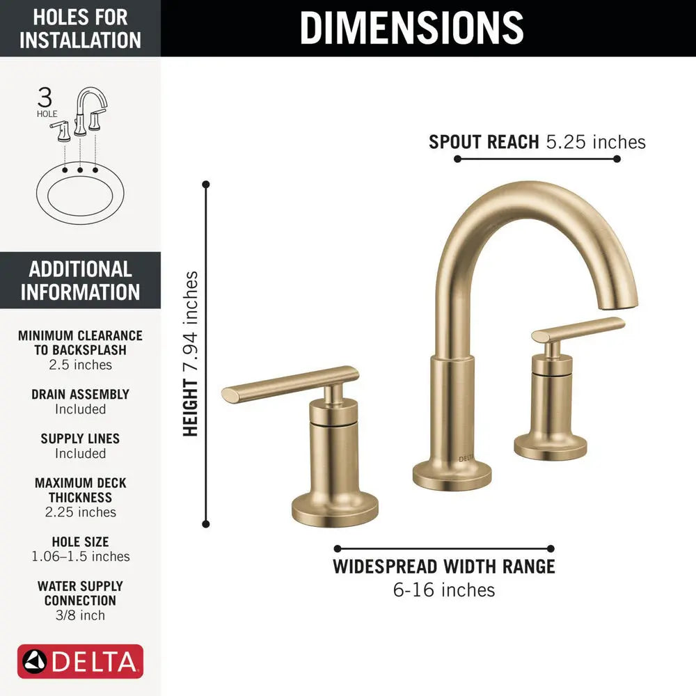 Delta ALTADO Two Handle Widespread Bathroom Faucet Champagne Bronze - Plumbing Market