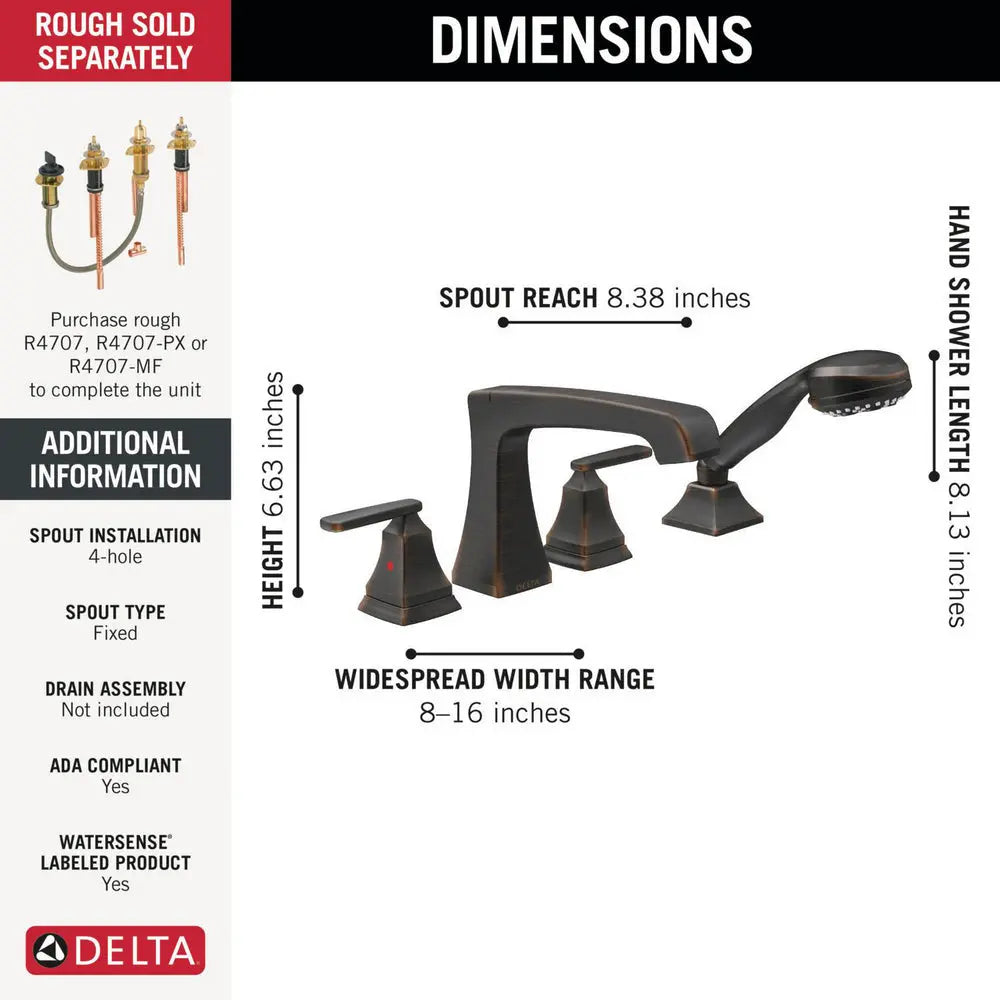 Delta ASHLYN Roman Tub with Hand Shower Trim Stainless Steel - Plumbing Market