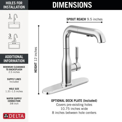 Delta Almari Single Handle Pull-Out Kitchen Faucet 16943 - Plumbing Market