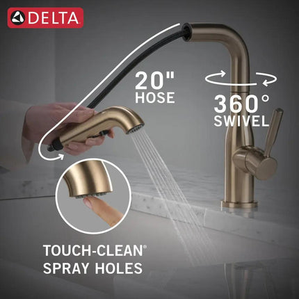 Delta Almari Single Handle Pull-Out Kitchen Faucet 16943 - Plumbing Market