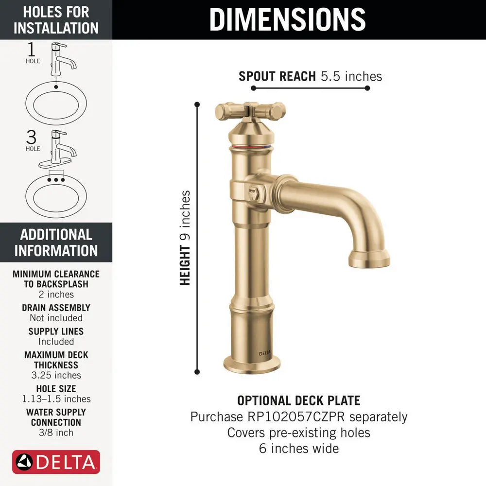 Delta BRODERICK Single Handle Bathroom Faucet Lumicoat Champagne Bronze 687-CZ-PR-DST - Plumbing Market