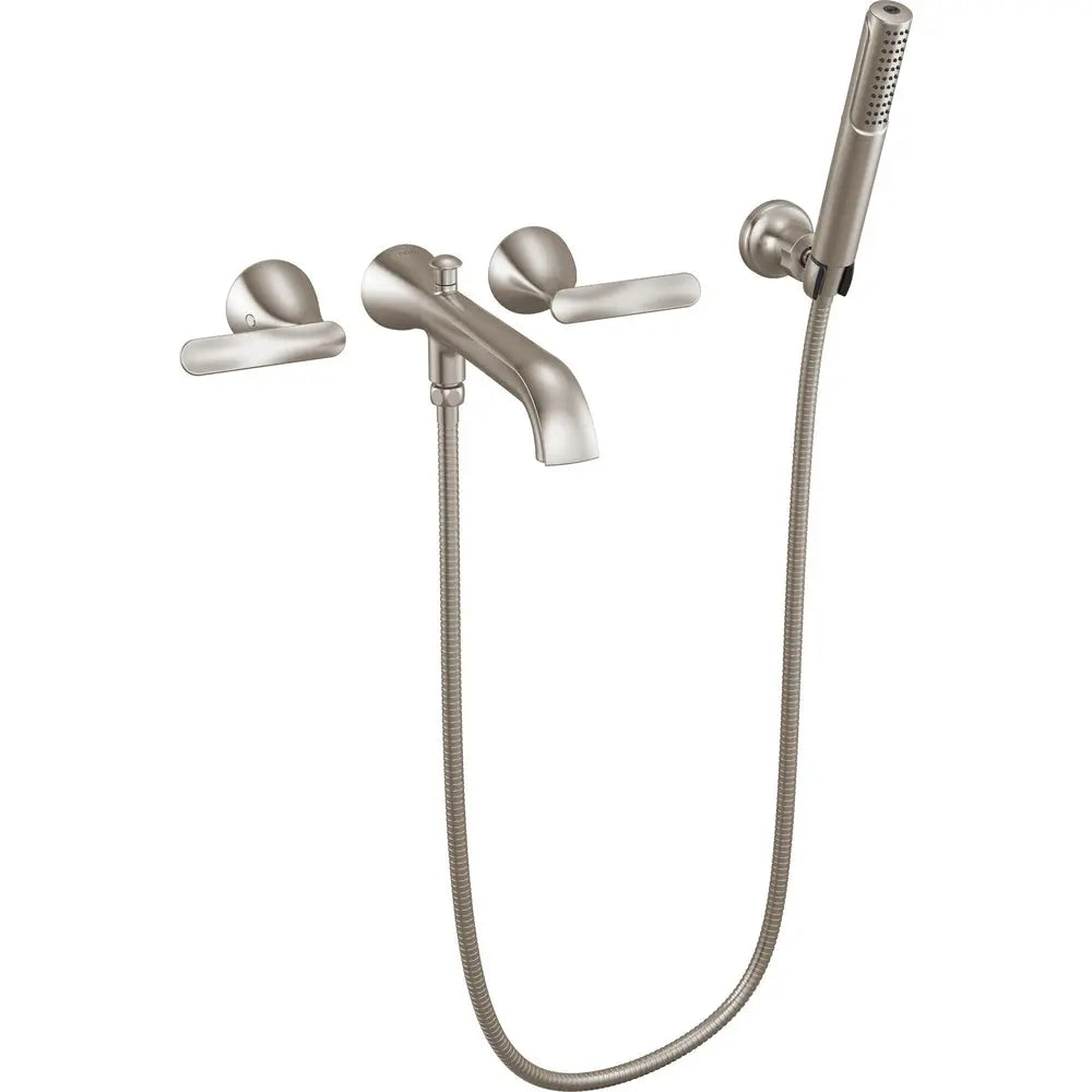 Delta Bonacci Two Handle Wall Mount Tub Filler Trim with Hand Shower T5745-WL - Stainless Steel