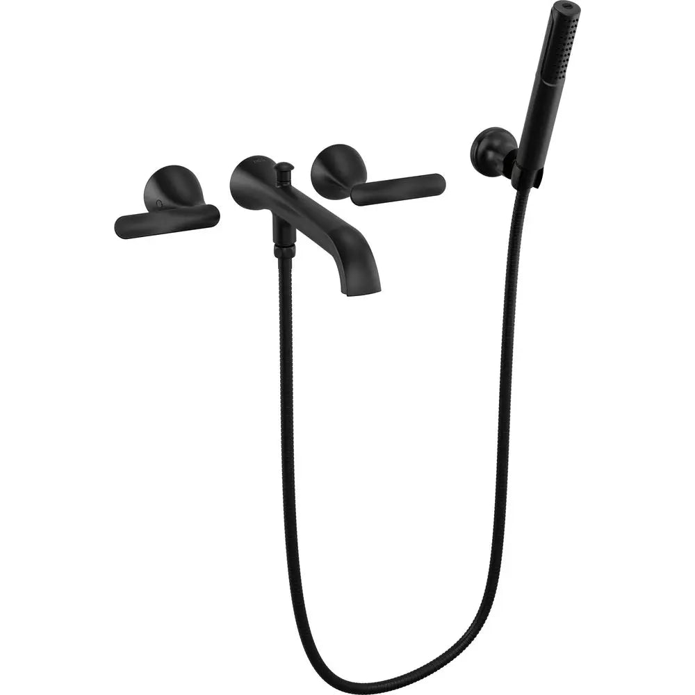 Delta Bonacci Two Handle Wall Mount Tub Filler Trim with Hand Shower T5745-WL - Matte Black