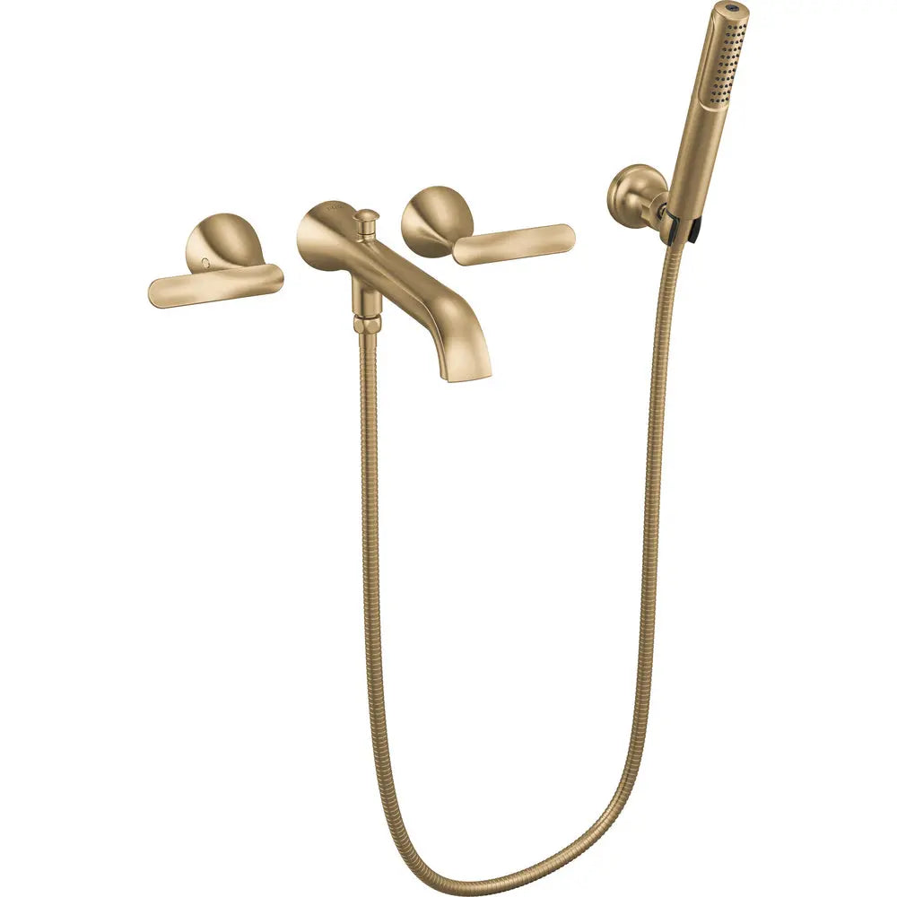 Delta Bonacci Two Handle Wall Mount Tub Filler Trim with Hand Shower T5745-WL - Champagne Bronze