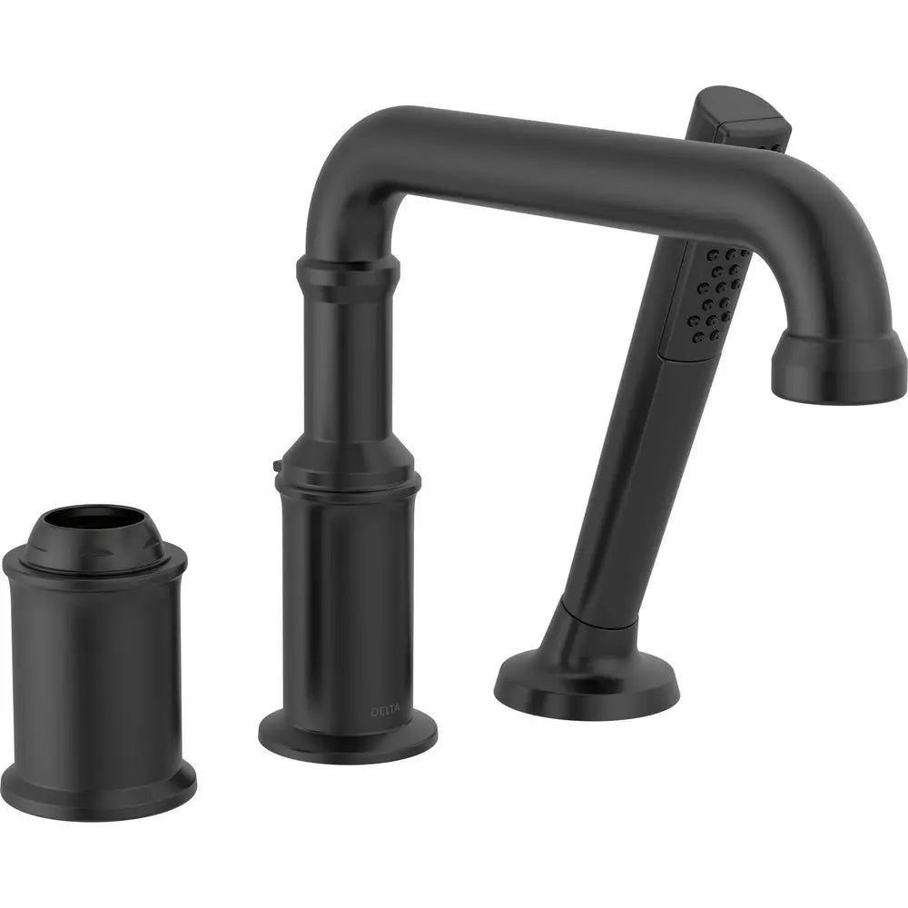 Delta Broderick Three Hole Roman Tub Trim with Hand Shower - Less Handle T3784-LHP - Matte Black
