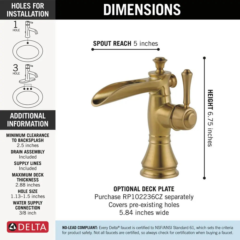 Delta CASSIDY Single Handle Channel Bathroom Faucet Champagne Bronze 598LF-CZMPU - Plumbing Market