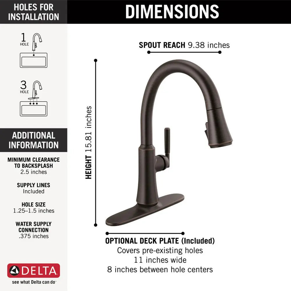 Delta CORANTO Single Handle Pull-Down Kitchen Faucet Venetian Bronze - Plumbing Market