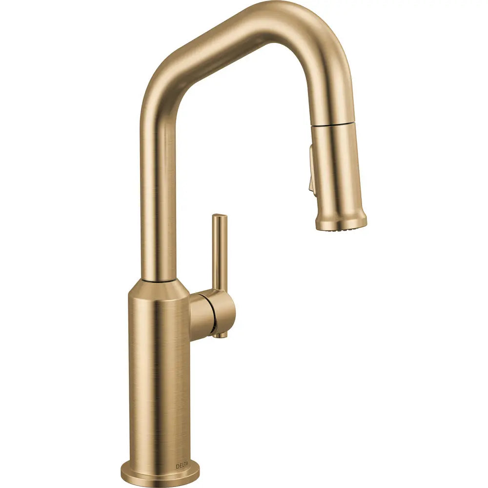 Delta Cordova-Bar/Prep Pulldown Faucet Angle Spout - Lumicoat Champagne Bronze