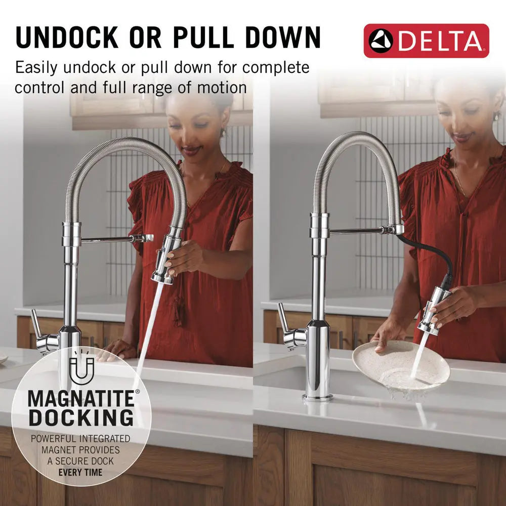 Delta Cordova-Kitchen Pro Faucet Spring Spout