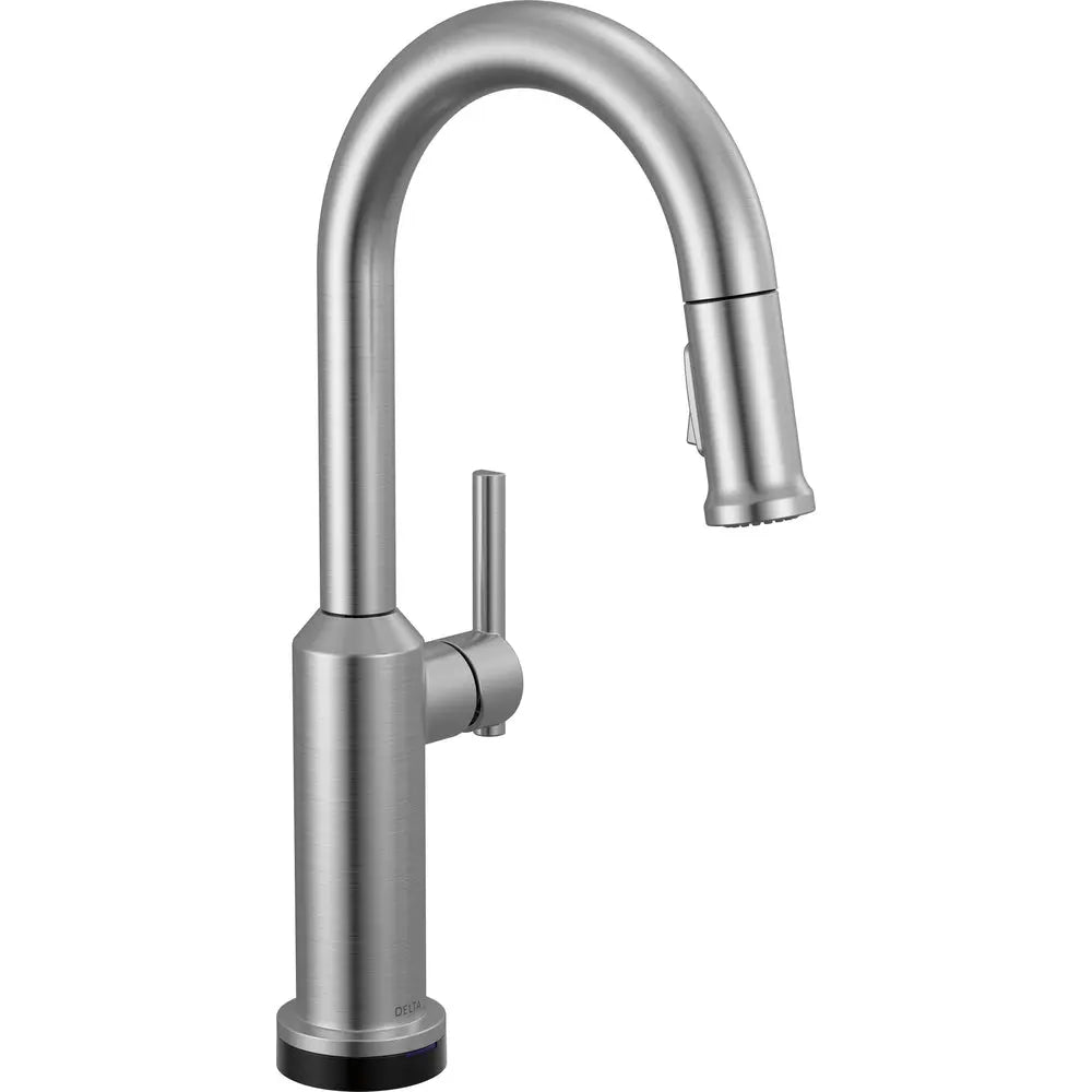 Delta Cordova-Touchless Bar/Prep Pulldown Faucet Arc Spout - Lumicoat Arctic Stainless