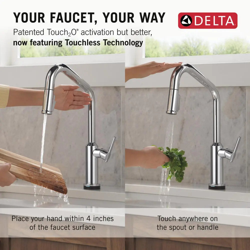 Delta Cordova-Touchless Kitchen Pulldown Faucet Angle Spout