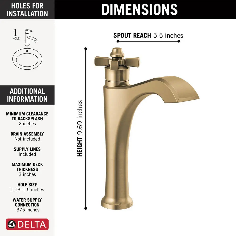 Delta DORVAL Single Handle Mid-Height Vessel Bathroom Faucet Champagne Bronze - Plumbing Market