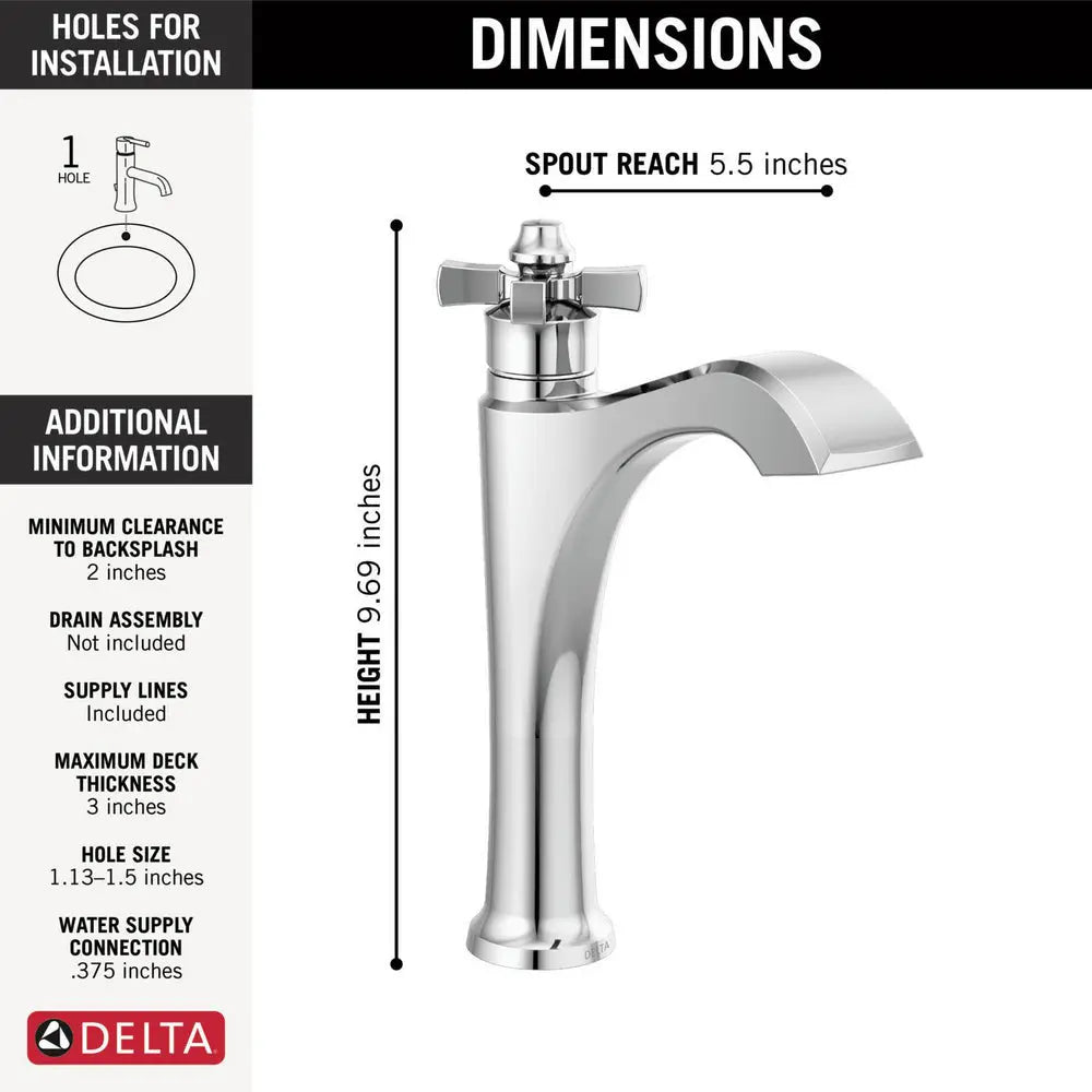Delta DORVAL Single Handle Mid-Height Vessel Bathroom Faucet Chrome - Plumbing Market