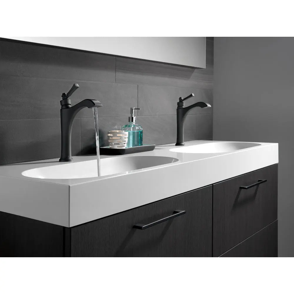 Delta DORVAL Single Handle Mid-Height Vessel Bathroom Faucet Matte Black 656-BL-DST - Plumbing Market
