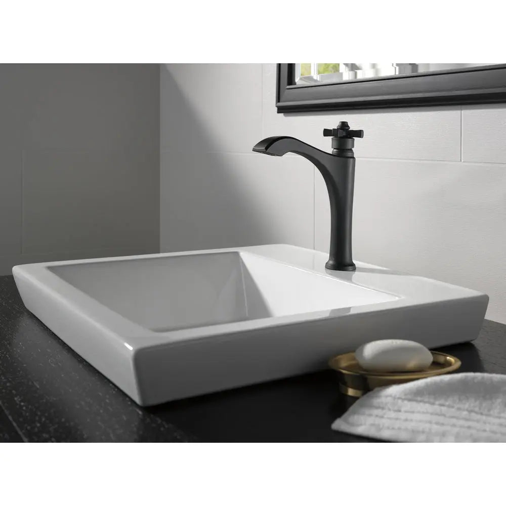 Delta DORVAL Single Handle Mid-Height Vessel Bathroom Faucet Matte Black - Plumbing Market