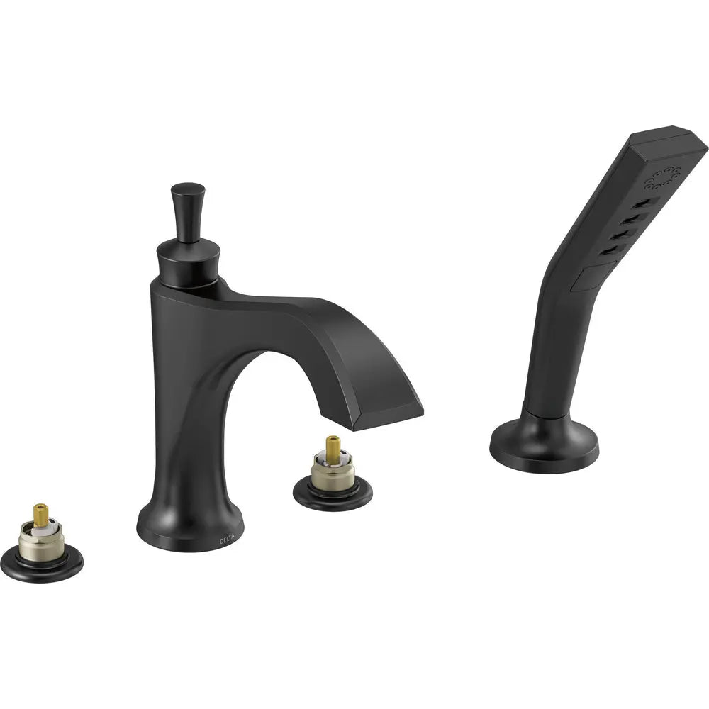 Delta Dorval Roman Tub with Hand Shower Trim - Less Handles T4756-LHP - Matte Black