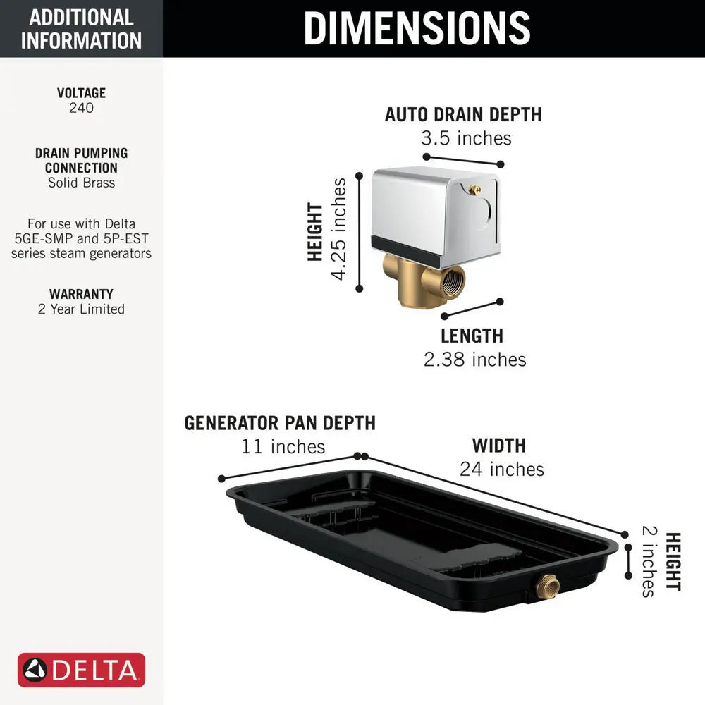Delta Generator Pan And Auto Drain - 240V 5GA-PAD-240 - Plumbing Market