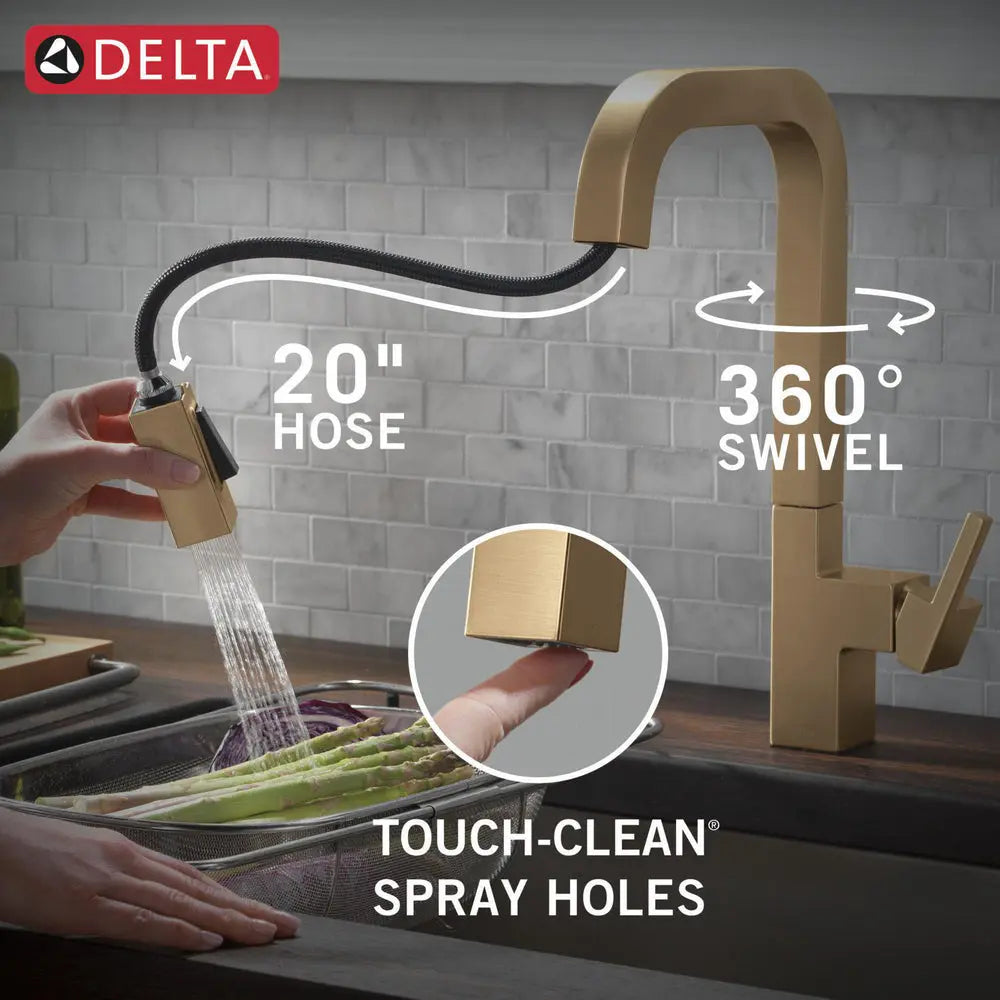 Delta Junction Single Handle Pull Down Kitchen Faucet Champagne Bronze