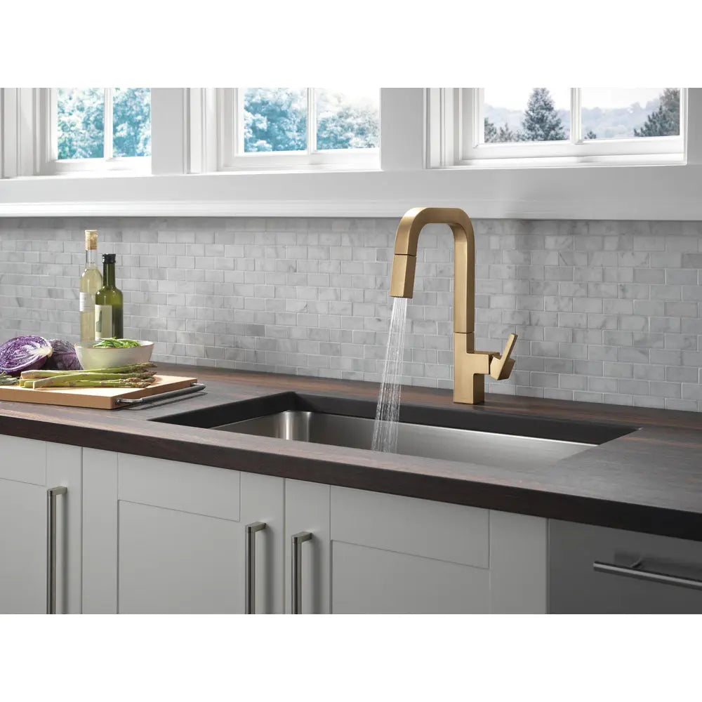 Delta Junction Single Handle Pull Down Kitchen Faucet Champagne Bronze