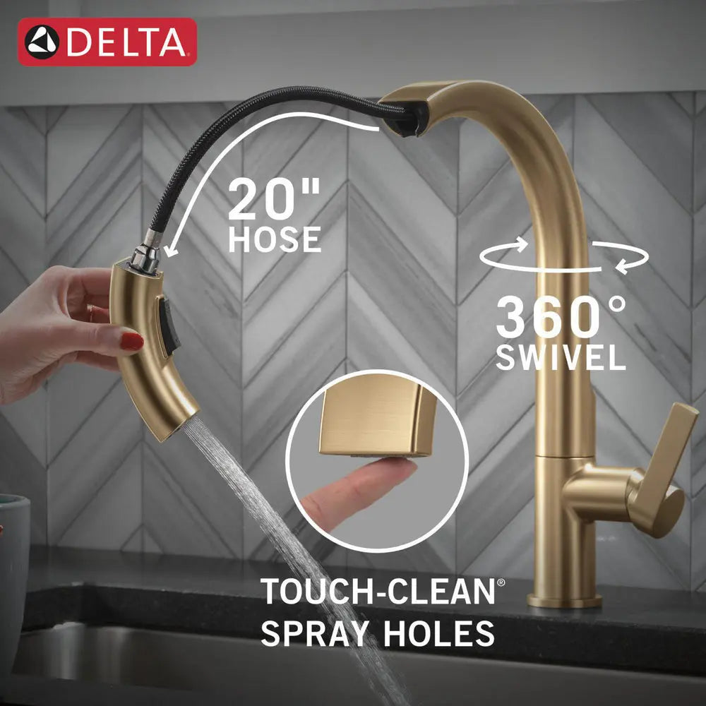 Delta Keele Single Handle Pull Down Kitchen Faucet Champagne Bronze