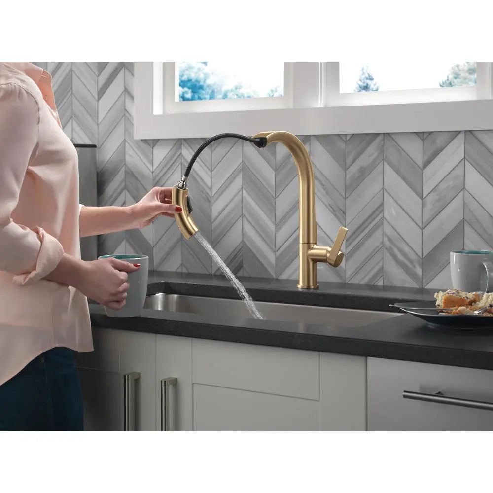 Delta Keele Single Handle Pull Down Kitchen Faucet Champagne Bronze